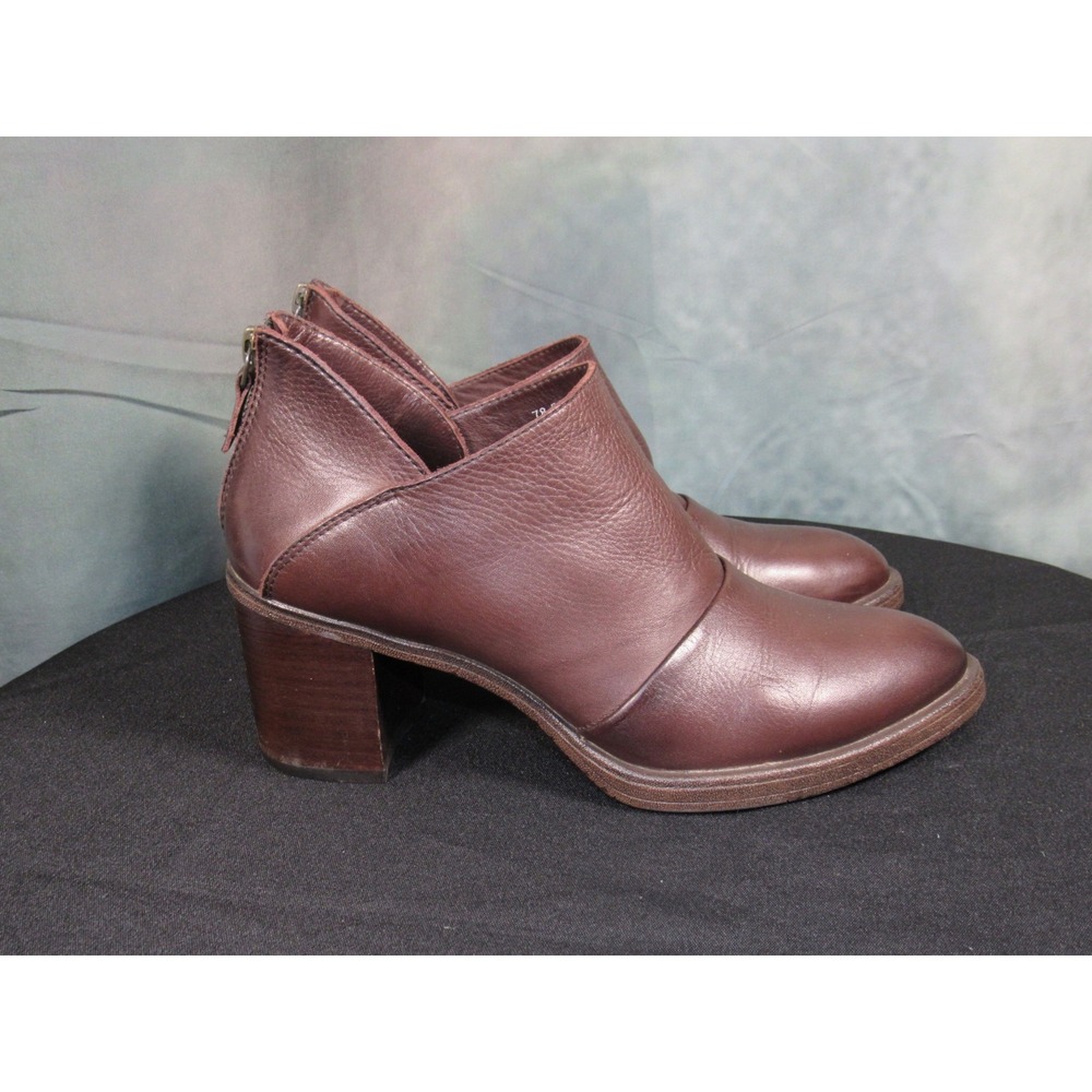 Johnston & Murphy Womens 8.5M Brown Leather Block Heel Ankle Booties - Picture 2 of 8